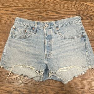 Levi's Light Blue Distressed Jean Shorts